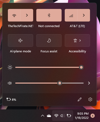 Windows 11 Lower Right Hand Control Panel